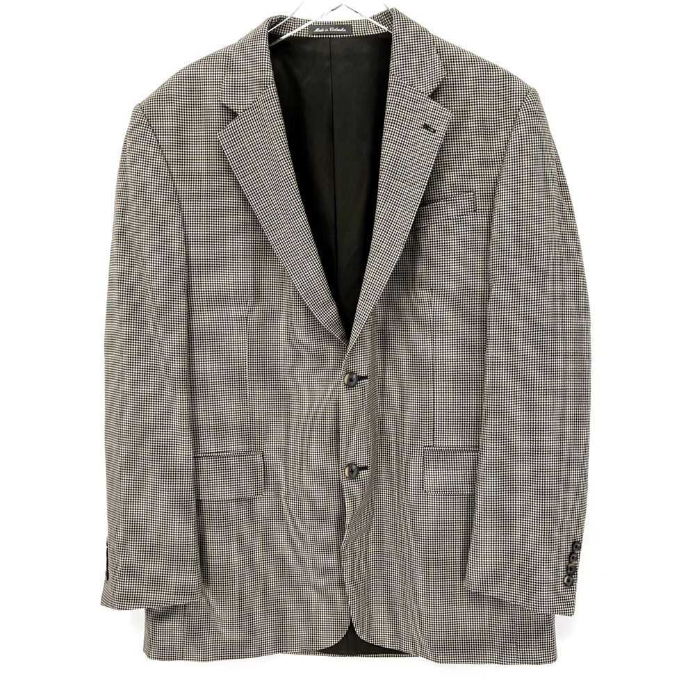 Oscar De La Renta Suit Jacket 100% Wool Mens‎ 44L Blazer Houndstooth 2-Button